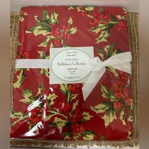 Zina Vasi Retired Red Hollyberry  Christmas Tablecloth 70” x 108” Oblong NWT